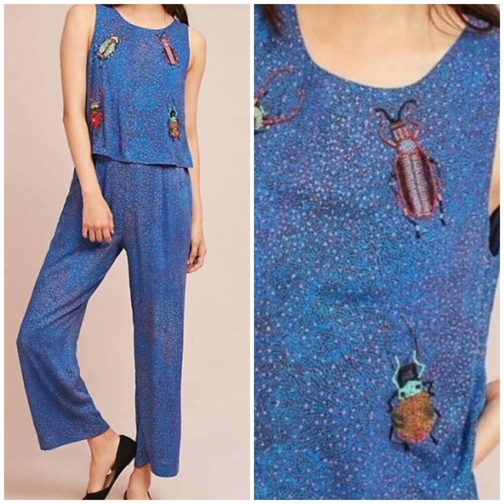 Conditions Apply Critter Embroidered Beaded Bug Jumpsuit